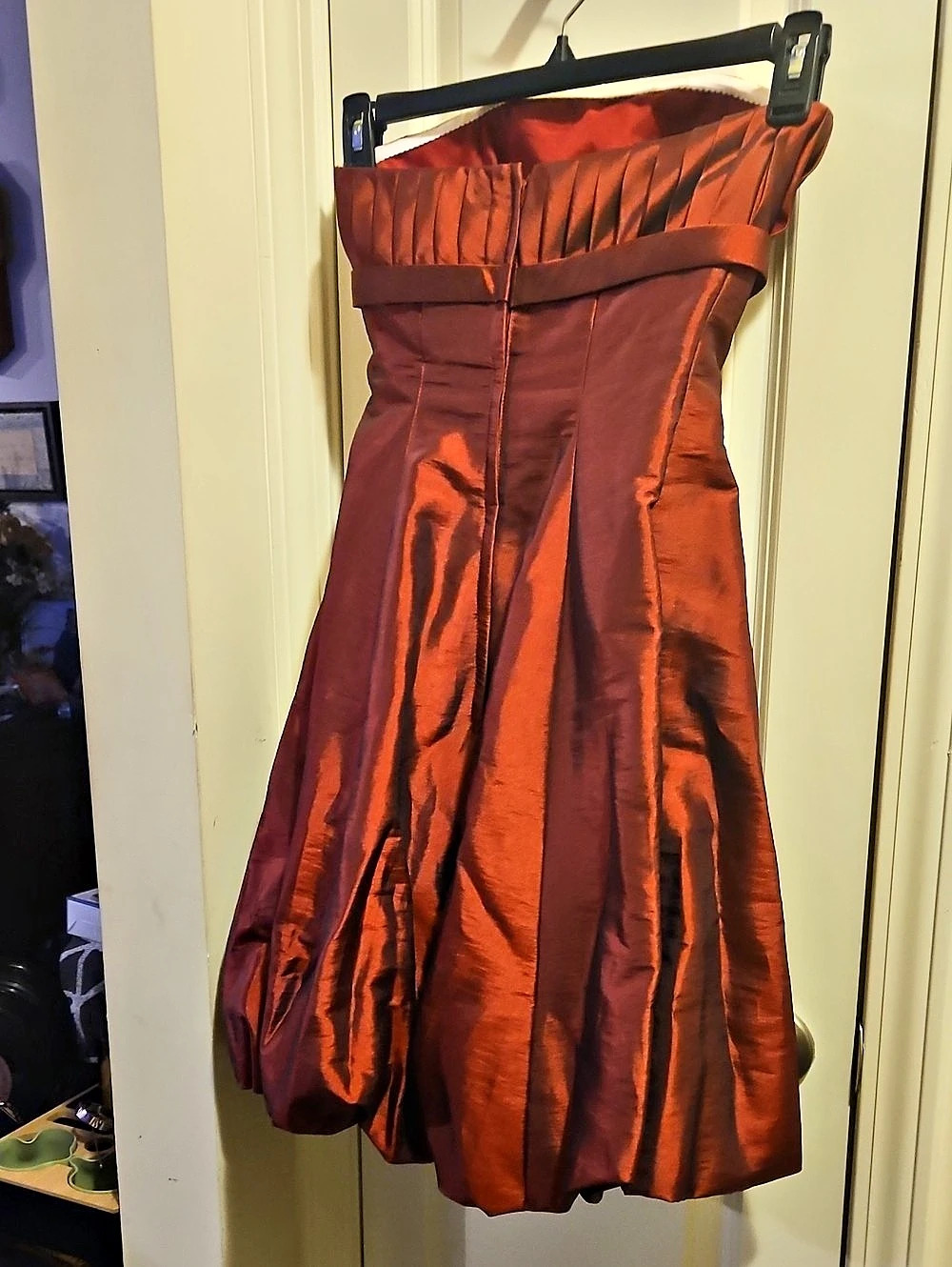 Strapless Pleated Mini Dress in Burgundy Like New